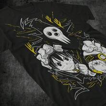 Camiseta unisex de algodón grueso de 220 g de Soul Eater Anime, modelo Maka Albarn, Black Star VapoR1Wave T1EE. Suave y transpirable, con excelente elasticidad, agradable para la piel y cómoda para usar todo el día. Diseño clásico y casual, fácil de combinar, ideal para salidas diarias, estilo urbano, deportes, citas y reuniones informales durante todo el año. - Negro - Ver 1