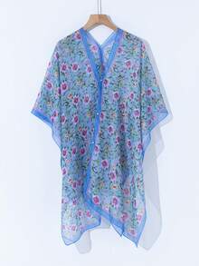 1pc New Arrival Summer Versatile Ditsy Floral Design Large Shawl, Multipurpose Daily Wear - Multicolor - View 17