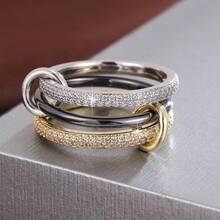 1pc Minimalist Round Ring With Double Row Cubic Zirconia Stones For Women - Multicolor - View 2
