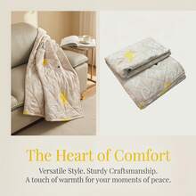 [1pc Lightweight Floral Bohemian Style Ultrasonic Quilted Thin Blanket, Suitable For Summer, Skin-Friendly & Breathable, Versatile Design For Pets, RVs, Travel, Camping, Sofa, Office Chair, Bedroom, Easy Care Machine Washable, Great Summer Gift] - Love - View 4