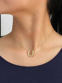 1 Peça Colar Unissex Elegante, Versátil e Casual de Estilo Minimalista e Natural, com Pingente em Formato de U, Zircônia Cúbica Sintética, Adequado para Uso Diário, Banquete, Festa, Presente, Jóia, Casais - colar - Visão 5