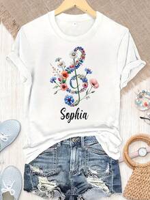 Camiseta personalizada de flores silvestres, camiseta de música personalizada, camiseta floral para profesores de música, camiseta de regalo para músicos, regalo para directores de coro, un regalo perfecto para los amantes de la música - Blanco - Ver 8