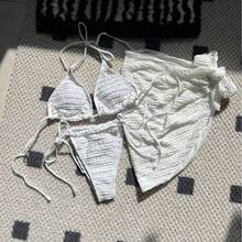 Bikini Sexy de 3 Piezas para Mujer, Serie Candy, Tela Especial – Traje de Baño de Playa - Violeta - Ver 3