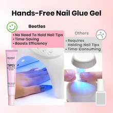 Beetles 30ML Glass Dropper Nail Remover & 20g No Wipe Nail Glue Gel Kit, Hands-Free Gel Glue For Tipex Soft Gel Nail Tips & Clear Press On Nails, Comes With Cuticle Pusher & Nail Stick - 20g Gel Nail Glue & 30Ml Remover Kit - 查看 5