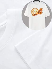 Camiseta Suave de Algodón 100% para Mujer MGY con Estampado de Águila y Emblema de Fútbol, Manga Corta y Cuello Redondo, Lavable a Máquina, Casual y Perfecta para Todas las Estaciones - blanco - Ver 5