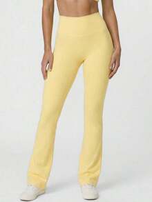 2026 Sodalemon Women's Black Slim Fit Flared Yoga Sweatpants For Spring - 黃色 - 查看 3
