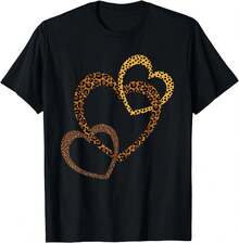Hearts Love Leopard Cheetah Shirt Womens Animal Print Hart T-Shirt - Negro - Ver 4