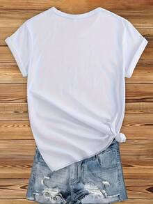 Ropa casual esencial, hermosa y a la moda para mujer, con estampado de leopardo y cerezas, transpirable, suave, para deportes, fiestas, linda, elegante, de moda, para el hogar, casual, de cuello redondo, manga corta, de algodón suave, para uso diario en verano. - Negro - Ver 8