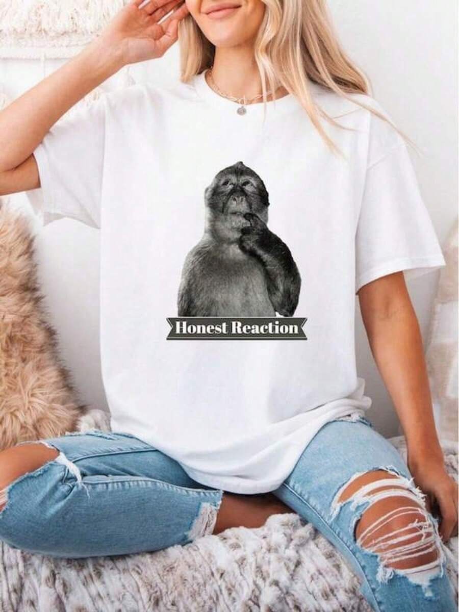 Nueva camiseta Y2K 2026Funny Monkey Shirt, Stupid Tshirt, Dank Memes Tee, 90s Vintage Bootleg, Odd Core,Camisetas infantiles, artículos para el Día de San Valentín, conjuntos para padres e hijos, camisetas con temática del Día de San Valentín, camisetas estampadas para hombres y mujeres, camisas, camisetas con emojis populares. - Blanco - Ver 1