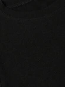 Camiseta ligera de manga corta con estampado de letras, estilo casual, la elección perfecta para el verano, moda femenina cómoda - suave y transpirable, adecuada para el uso diario informal. - Negro - Ver 6