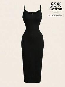 Vestido camisero de longitud completa ajustado con estampado de cerezas, adecuado para el verano - Negro - Ver 1