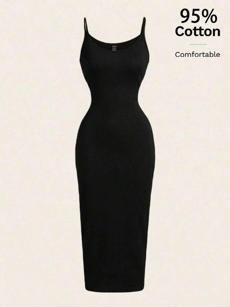Vestido camisero de longitud completa ajustado con estampado de cerezas, adecuado para el verano - Negro - Ver 1