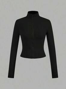 2 piezas Conjunto versátil de ropa deportiva de punto blanca y negra para yoga y fitness, camiseta de manga larga con cremallera y bordado gráfico de letras, elegante para otoño/invierno - Multicolor 5 - Ver 9