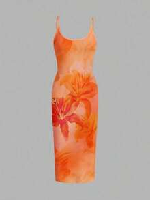 Vestido maxi ajustado de longitud completa sin mangas de estilo minimalista casual, con estampado de cebra, adecuado para el verano - Multicolor 3 - Ver 6