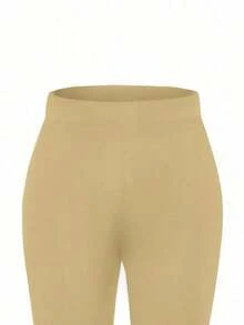 Pantalones acampanados unicolor - Caqui - Ver 3