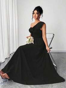 Vestido de mujer de talla grande con volantes, tirantes de espagueti y unicolor, adecuado para volver al colegio, graduación, San Valentín, festival de música, Día de la Madre, Halloween, Acción de Gracias, Pascua, Baile de graduación, cita, tempo - Negro - Ver 3