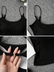 Top sin espalda sexy con sujetador acolchado para mujeres, chaleco sin mangas, casual de verano - Negro - Ver 10