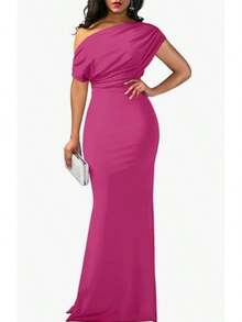2026 Spring/Summer Women's Elegant Sleeveless Off-Shoulder Tight-Fitting Long Formal Party Dress Dresses For Women Summer Dresses For Women Vacation Outfits Women - 玫紅色 - 查看 12