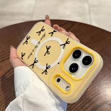 Funda para teléfono: Funda para teléfono adecuada para  17, 15, 15 Plus, 15 Pro, 16, 16 Plus, 16 Pro, 16e, 16 Pro, 17 Pro, 17 Air, 17 ProMax, 14. A prueba de golpes, doble capa, imitación de gel, protección magnética, resistente a arañazos, diseño simple con lazo.Adecuado para varios modelos de : 17, 16, 15, 14, 13, 12, 11, Plus, Air, Pro Max. - Amarillo - Ver 2