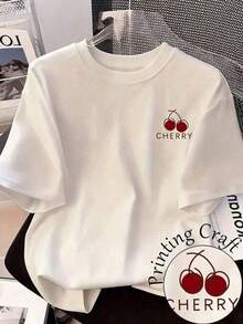 Women's Casual T-Shirt With Cartoon Bear Print, Round Neck And Short Sleeve - White 3 - View 7