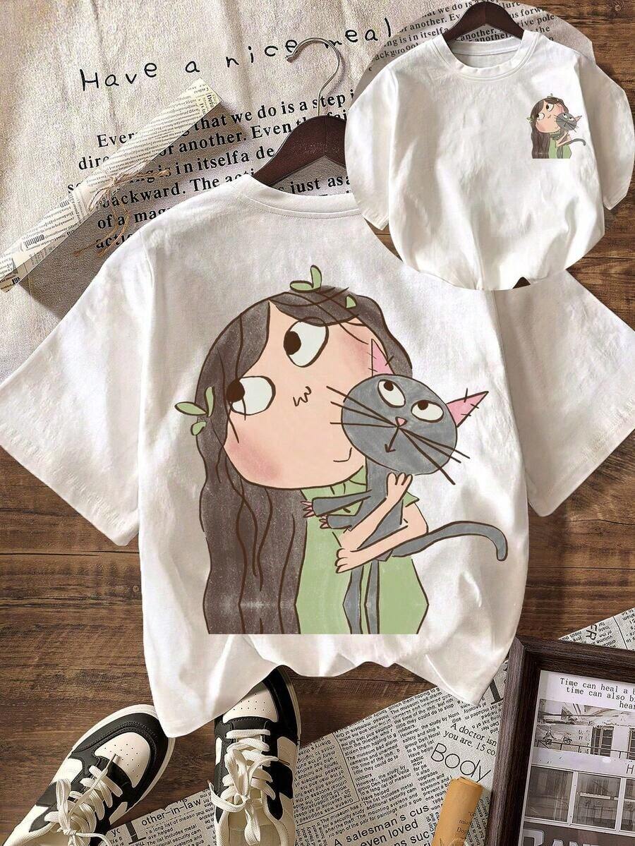 Top a la moda con estampado de dibujos animados de doctor, a rayas y lindo, ideal para el verano y la playa para mujeres, estilo casual. - Blanco 2 - Ver 1