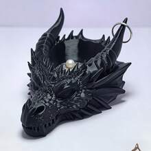 1 pièce Décoration et rangement en forme de tête de dragon noire, style gothique sombre et design unique cool. Sert à la fois de décoration et de rangement pour petits articles, convient pour le bureau ou la voiture, accessoire créatif - 1 ornement de rangement pour robinet - Voir 9