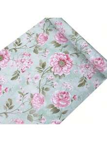 1 捲粉色花卉自黏式壁紙 PVC 貼紙 17.7inX118.17in 撕貼式防水可移除牆面貼花 客廳臥室牆貼 家用家具通用壁紙 - 粉花 - 查看 10