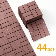27/44pcs Interlocking Outdoor Plastic Floor Tiles (30.48cm X 30.48cm) - Slip-Resistant Deck Tiles For Patio, Poolside, Backyard - Easy Installation - XBK(44PCS)-brown - View 12