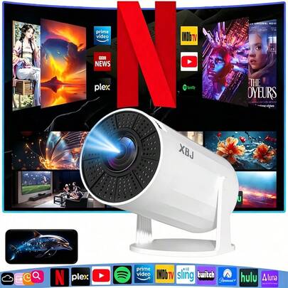 XBJ Mini Portable 4K Projector, Full HD Native 1080P 260 ANSI Smart Movie Projector With Android 12, WiFi 6 & Bluetooth 5.4, Auto Keystone Correction, Auto Focus & Screen Mirroring, Home Theater For Bedroom, Living Room, Outdoor Camping, Garden, Gaming, Parties & Office Meetings, Ideal Christmas, Halloween, Valentine's Day & Mother's Day Gift,Projector 4k,Projector For Movies,Projector Screen,Projector For Bedroom,Mini Projector,Portable Projector,16:9 Projectors,Throwing Projectors