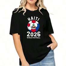 Retro Haiti ge Print Short Sleeve Shirt Cotton Breathable Lightweight Loose Fit Casual Sports TopCamiseta Algodón Ropa Casual - Negro - Ver 8