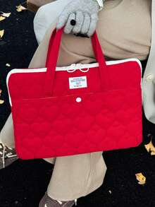 1pc Handheld Heart-Shaped Laptop Case - Multi Color Laptop Carrying Case Suitable For 11-14 Inch Tablets/Laptops, Portable Laptop Bag (Red/Black) - View 11