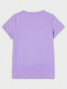 Playera camiseta gráfica dama mujer manga corta cuello redondo básica cómoda fresca ligera moderna juvenil casual estampado sn judas san juditas tadeo girasoles flores flor floral  letras - Morado - Ver 2