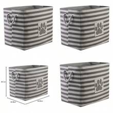 DII Bone Dry Pet Toy and Accessory Storage Basket for Home Décor and Everyday Use Rectangle - Gris rayado - Ver 1