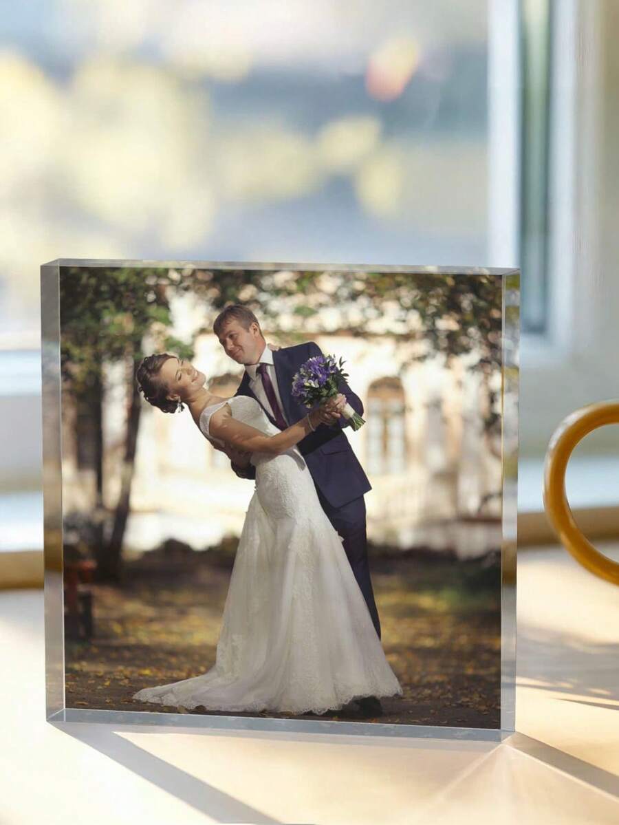 Personalized Acrylic Photo Frame, Customized Acrylic Photo Display Stand, Valentine's Day Gift (For Him/Her), Couple Photo Frame - Multicolor - View 1