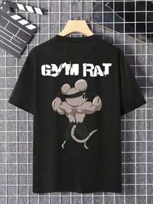 Camiseta "Ratón Musculoso" | Camiseta cómoda de verano para hombre, 100 % algodón - Negro - Ver 3