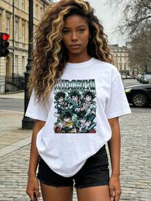 Camiseta de manga corta con cuello redondo suave y casual de verano para mujer, tops para salir, algodón, vintage, estilo callejero europeo y americano, casual deportivo, estilo unisex, estilo casual urbano, tops bonitos, Gen Z, curvy, ropa Y2K, camisetas divertidas, tops para damas, conjuntos de vacaciones para mujer, top lindo, camiseta gráfica, conjuntos de primavera, camisetas holgadas, ropa de calle retro, estilo de los 90, estilo de los 2000, subcultura, top negro, tops blancos, atuendo de fiesta de los 90. Negro - Blanco - Ver 2