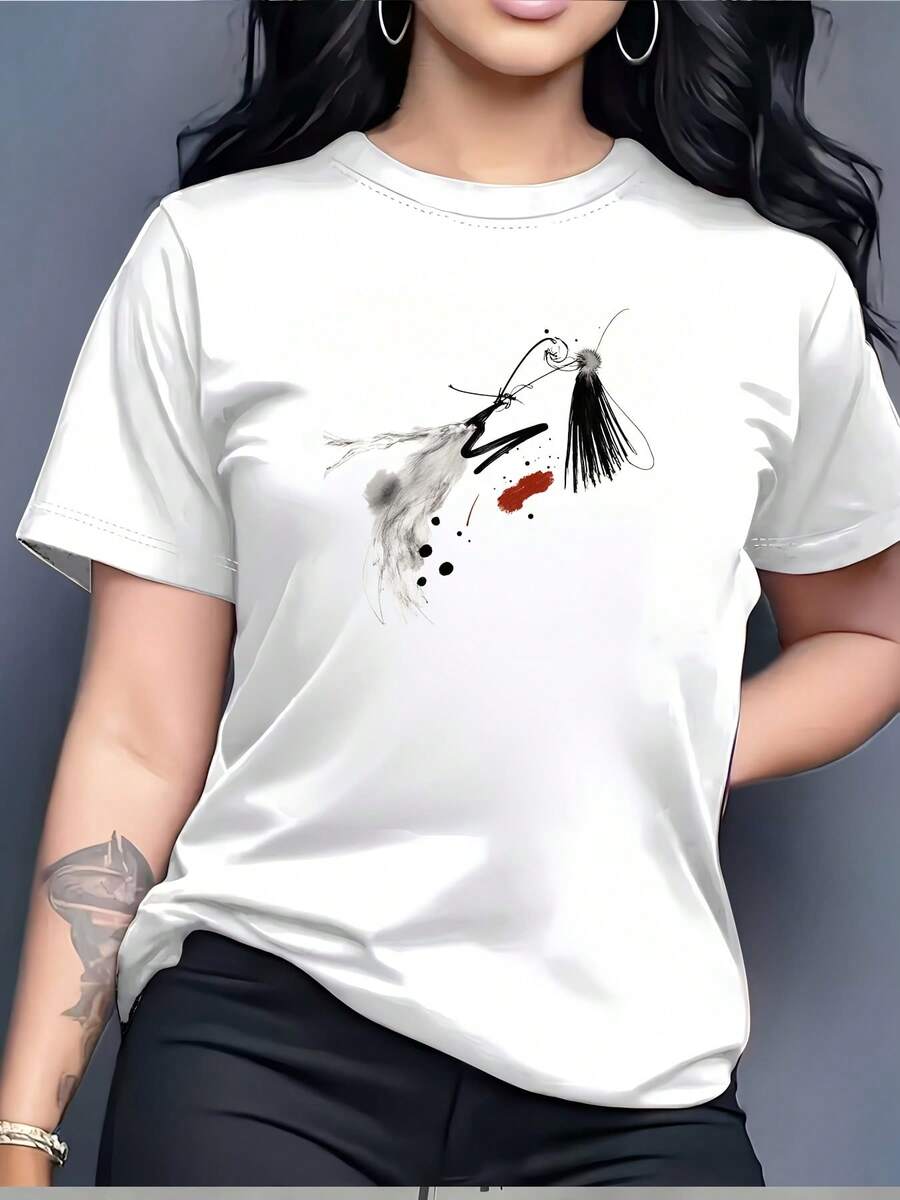 Camiseta Festiva de 180G - El regalo perfecto para familias y empresas, un imprescindible de verano, diseño abstracto único, ropa casual, suave y cómoda, adecuada para el uso diario, moderna e ideal para actividades de team-building. - Blanco - Ver 1