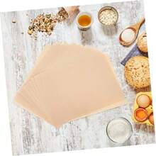 PRETYZOOM 400 Piezas Papel Parchment Antiadherente Natural para Horno Doble Cara Resistente Alta Temperatura para Freidora de Aire Parrilla Vapor y Cocción Multifuncional - Marrn Claro - Ver 4