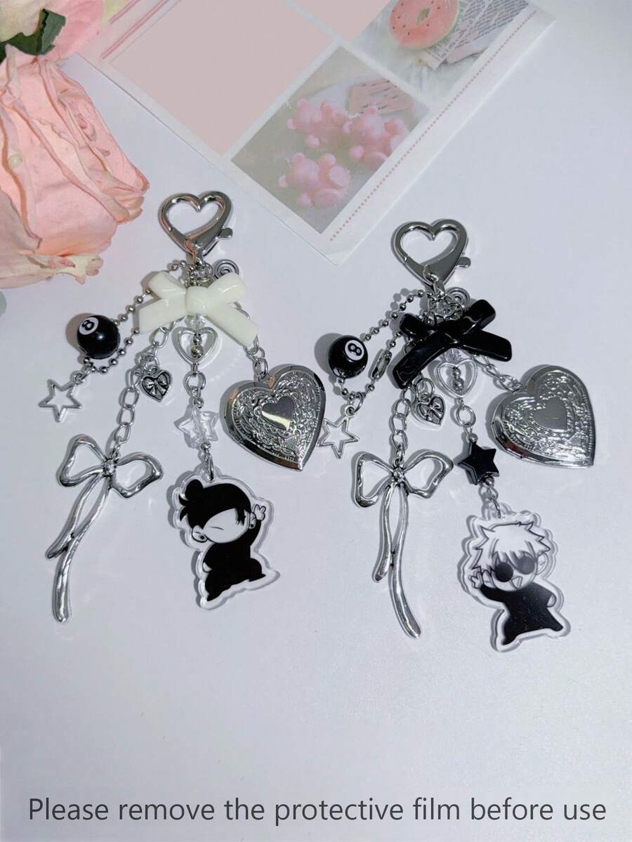 1pc Geto, Gojo Dark Style Versatile Anime Merchandise Simple Keychain Ita Bag Charm Accessory, Personalized Phone Case Chain, Suitable For Men And Women Doll, Backpack Charm Accessory, Birthday Holiday Couple Gift Accessory - View 1