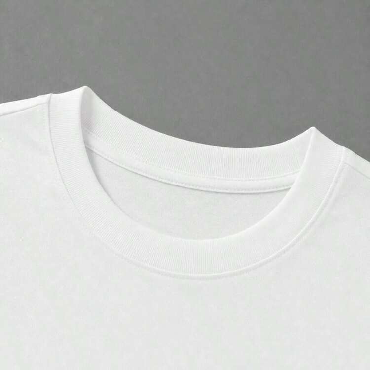 100% cotton Camiseta con estampado de camisa casual para mujer, manga corta y cuello redondo, moda urbana local de primavera/verano. - Blanco - Añade 5
