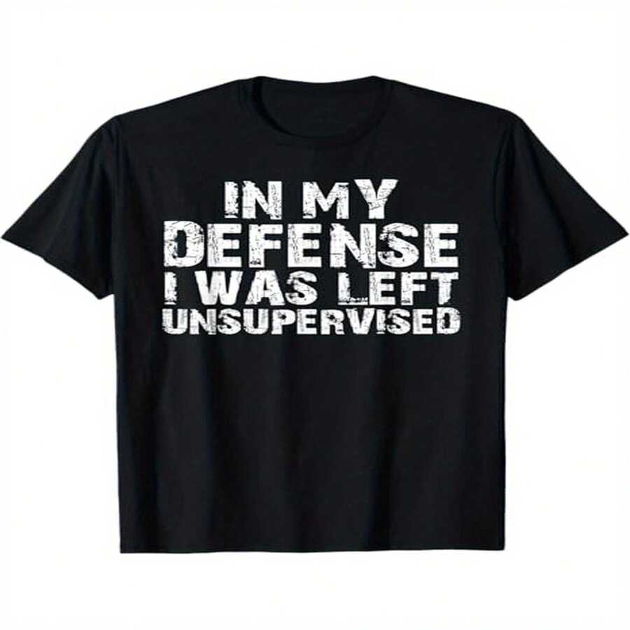 Camisetas unisex divertidas y satíricas con temática del Día de la Independencia y el Día del Padre: "Te lo explicaré porque nadie me cuida" con texto blanco estampado, camiseta negra de manga corta con cuello redondo, tejido suave y transpirable, estilo casual urbano unisex, tallas S-XXL, un regalo humorístico ideal para fiestas y uso casual. - Negro - Ver 1