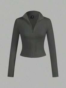 2 piezas Conjunto versátil de ropa deportiva de punto blanca y negra para yoga y fitness, camiseta de manga larga con cremallera y bordado gráfico de letras, elegante para otoño/invierno - Multicolor 9 - Ver 3