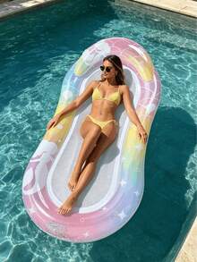 1pc Sequin Mermaid Inflatable Pool Float, Made Of PVC With Sequin Design, Suitable For Adults, Summer Inflatable Swimming Ring Floating Device, Pool Float, Suitable For Hawaii, Bali Beach Vacation, Pool Party Use, Air Pump Needs To Be Purchased Separately - Multicolor - View 5