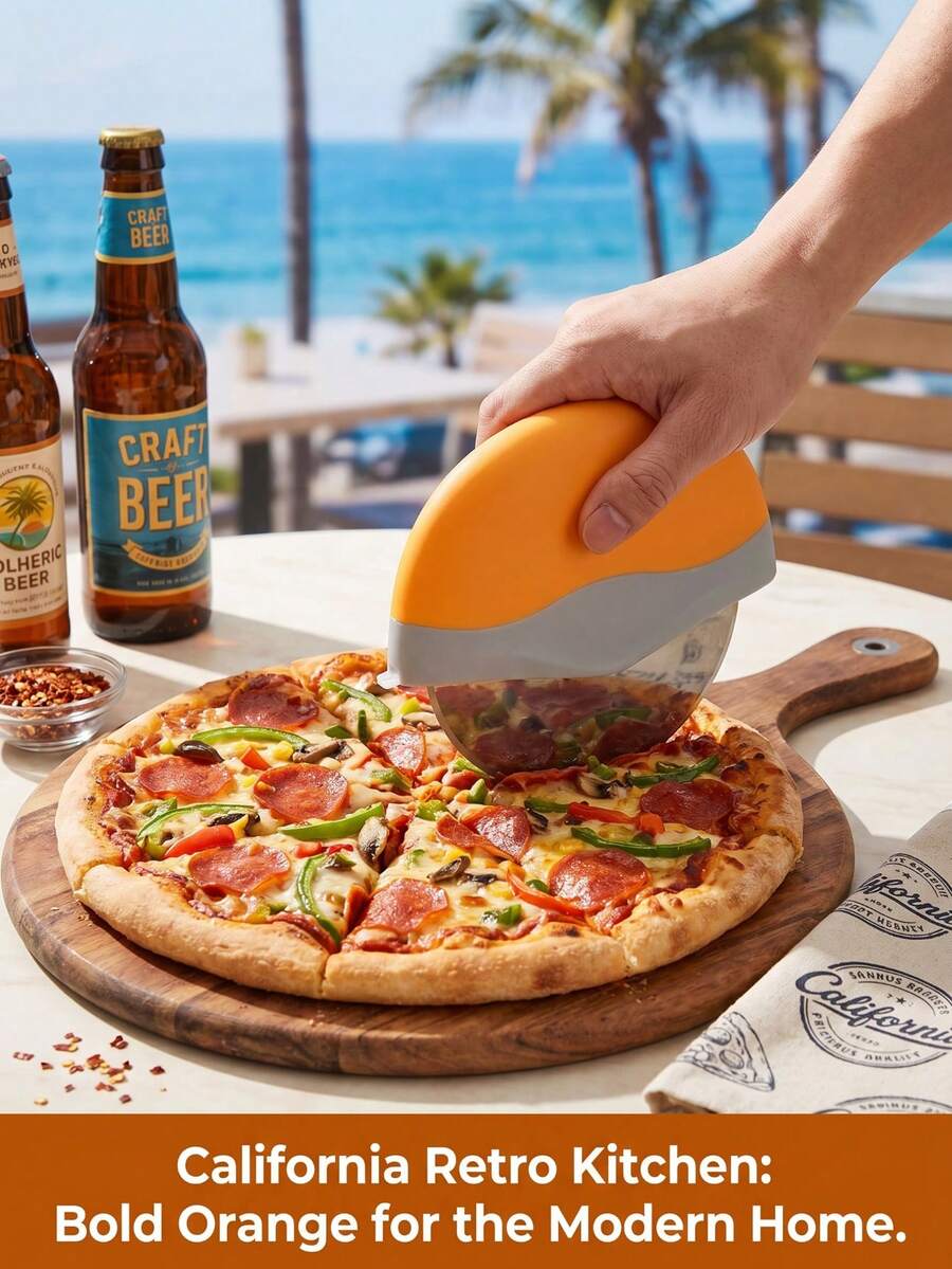 XO CHEF LAB 3-Piece Dopamine Kitchen Toolset - Vibrant Orange & Sage Green Bundle | Includes Wavy Pizza Slicer & Dual Ergonomic Rotary Openers | High-Energy Aesthetic Hosting Essentials - Xem 1