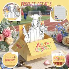 Tarjeta de felicitación de graduación en relieve 3D con sobre, tarjeta de graduación DIY, regalo para hombres y mujeres, regalo de cumpleaños, invitación a fiesta, ceremonia de graduación, regalo para compañeros de clase, amigos y familiares - Ver 5