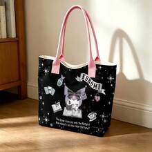 Miniso Túi tote vải canvas Sanrio Kuromi Fortune Teller, màu đen in hình ngôi sao, thích hợp sử dụng hàng ngày. - Hồng - Xem 7
