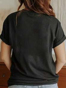 The Beach Is My Happy Place, Women's Summer T-Shirt With Parrot On Lounge Chair Design, Casual Vacation Clothes, Funny Graphic T-Shirt - 黑色 - 查看 2