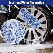 1 Chổi vệ sinh vành bánh xe ô tô, Chổi vệ sinh xe siêu mềm, Chổi vệ sinh vành bánh xe có tay cầm chống trượt, Phụ kiện rửa xe chuyên nghiệp, Vật dụng cần thiết cho xe hơi (Đen/Xanh dương) - A - Xem 6