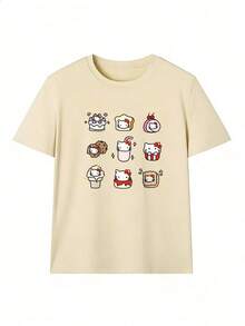 Cute And Stylish Short-Sleeve T-Shirt, Fashionable Short-Sleeve T-Shirt For Spring And Summer 2026, Made In Mexico, 180 Grams. Cartoon Print, Couple Design, Suitable For Indoor Or Outdoor Wear. Crew Neck, Unisex, Ideal For Office And Leisure. One-Piece Pack. - APR-P631577SLNDXZGY572 - 查看 2