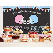 Ticuenicoa Pink or Blue Gender Reveal Backdrop Sports Themed Babyshower Party Background He or She Banner Football Baby Shower Photo Booth Props Girl or Boy Party Decorations Cake Table Banner 5x3ft - Azul rosa - Ver 4
